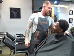 Rocco Steele pounds Romance bareback in the barbershop