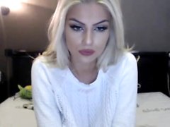 Sexy slut secretary whore shows her big boobs on webcam