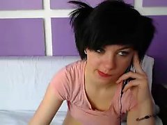 Busty babe fingering and toying her pussy on web cam