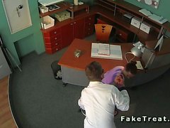 Doctor fucks sexy babe in waiting room on security cam
