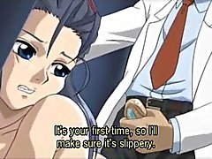 Sweet hentai doll rubbing her clit gets ass smashed hard