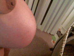 9 month pregnant horny girl playing with her dildo