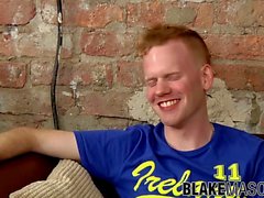 Cute ginger twink lubes up his cock and wanks until cumshot