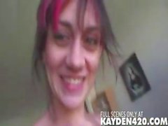 Tattooed girl records herself masturbating