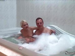 German Bro Caught Petite Step-Sister in Bath and Fuck her