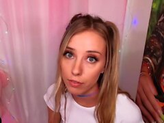 Pigtails stepteen sucks during POV sex