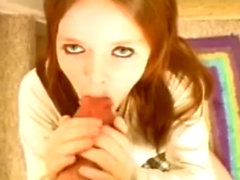 Redhead student takes a yam-sized beef whistle