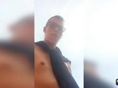 British twink boy Jack is on vacation, with a big cock in