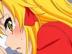 Busty anime blonde taking a cock