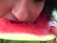 Nora Barcelona and Susy Gala experiment with some fruit in