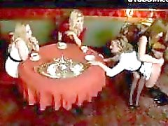 Maid Getting Spanked Tortured With Shocker By Mistress And Her 2 Girlfriends At The Desk