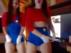 Lesbian Mario Girls Having Fun - Sexy Cosplay Outfits webcam