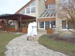 OLD4K. Old guy tenderly fucks sexy brunette after relax in the jacuzzi