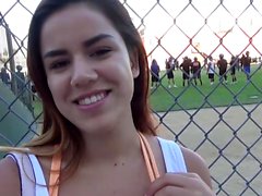 teen girl swallows cum and gives footjob