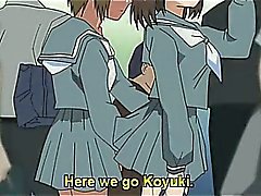 Hentai schoolgirl with a cock getting really aroused