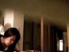 Japanese babe sucks cock