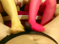 Japanese footjob, chinese flip flops ballbusting, chinese nylon footjob