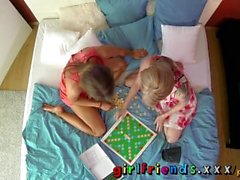 Girlfriends Cute blondes play games before fucking