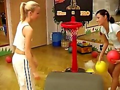 Cindy and Amber fucking each other in the gym