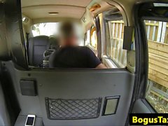 Busty pussypierced Brit cumsprayed by cabbie