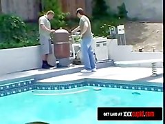 Sativa Rose gets fucked by pool boys John West and Van Damage